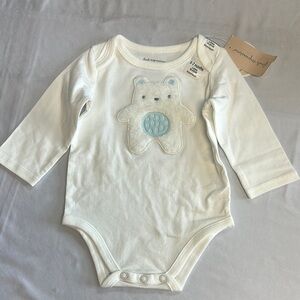 First Impressions - NWT - White and Blue Bodysuit with Bear Design